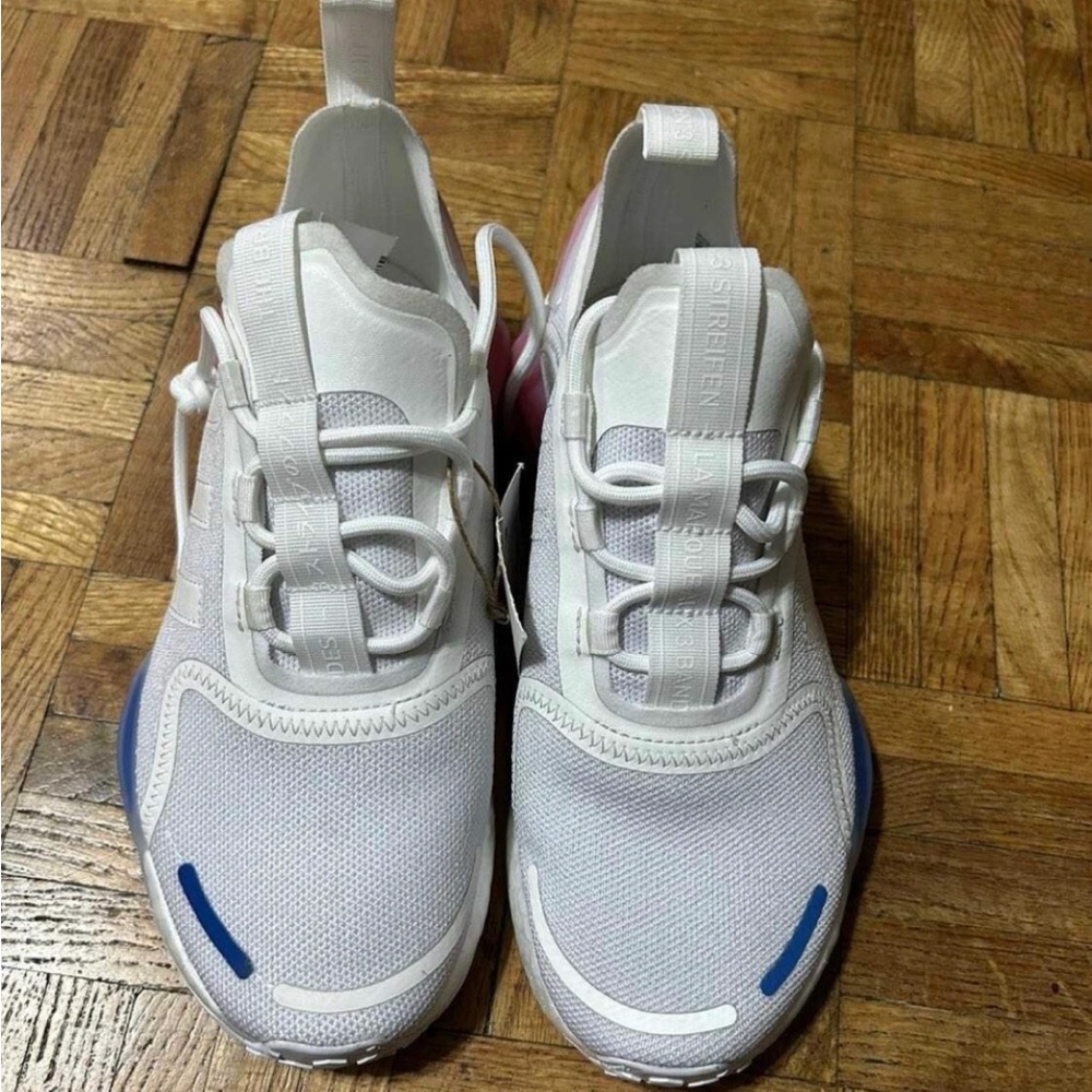 Adidas White and Blue Sneakers with Chunky Sole